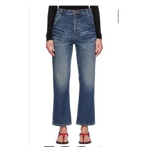 Fax Copy Express High Waisted Straight Leg Jeans Dark Wash Blue Size Medium